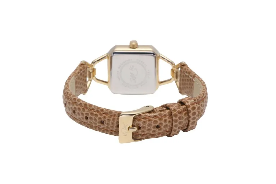 Carré GD Saba - Gold Case/Dial, Light Brown Leather Strap