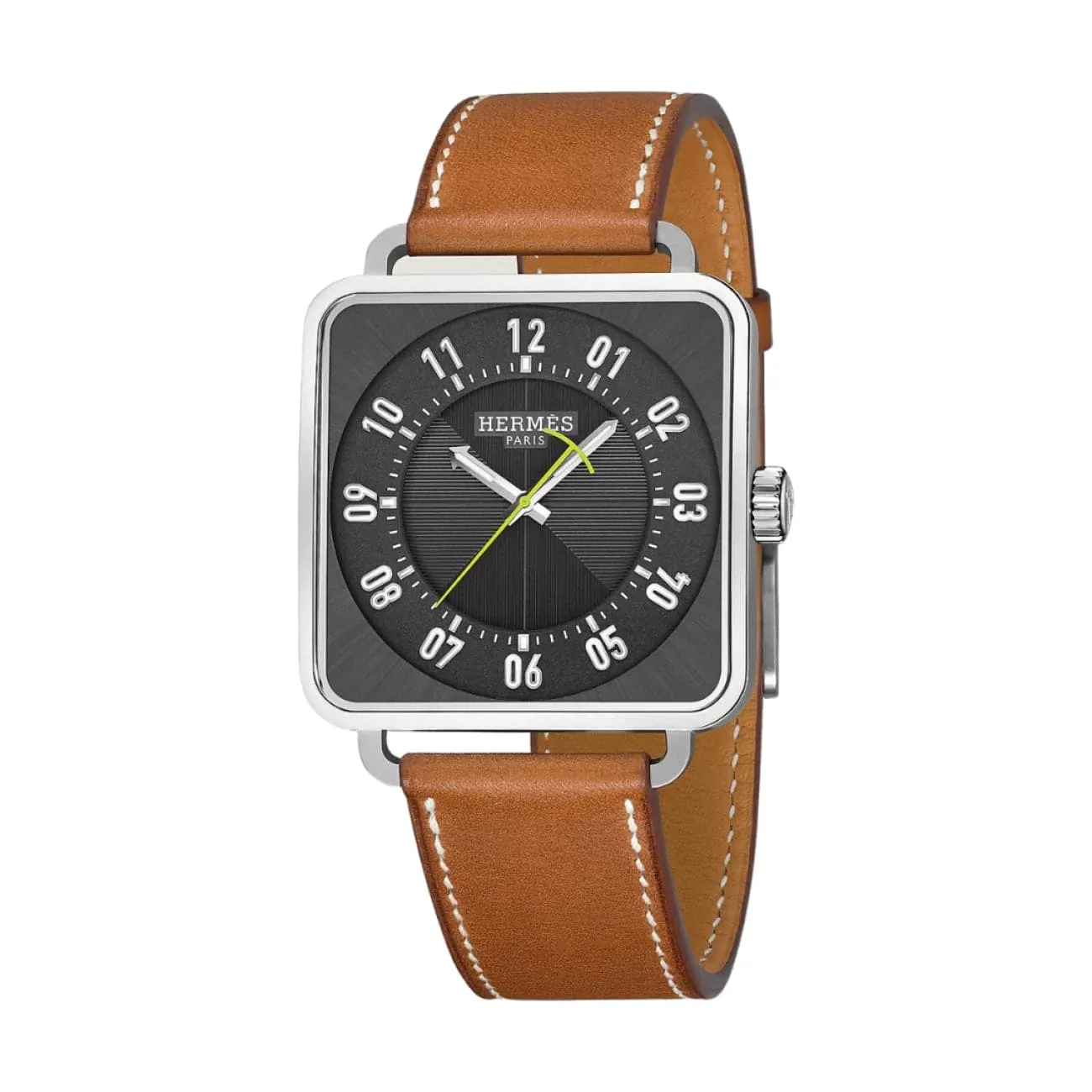 CARRÈ H - GRAINED SUNBURST DARK GREY EXTRA LARGE WATCH