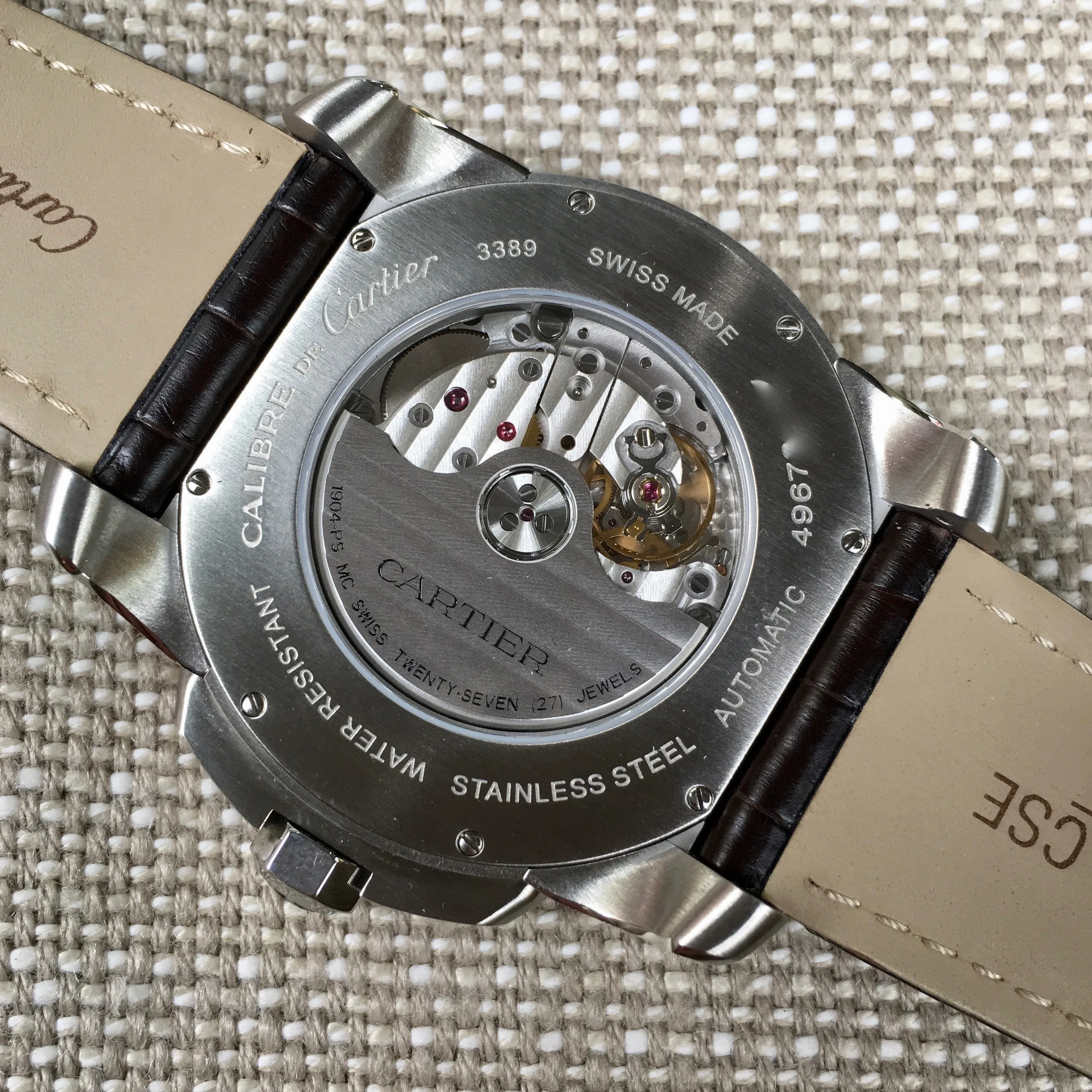 Cartier Calibre de Cartier W7100051 Chocolate Two Tone Steel Gold Wristwatch Box & Papers