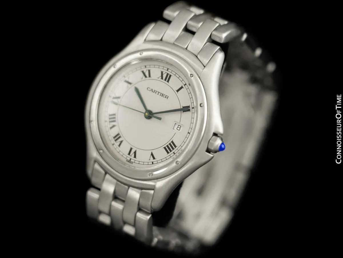 Cartier Cougar Panthere Unisex Quartz Watch with Date - Stainless Steel