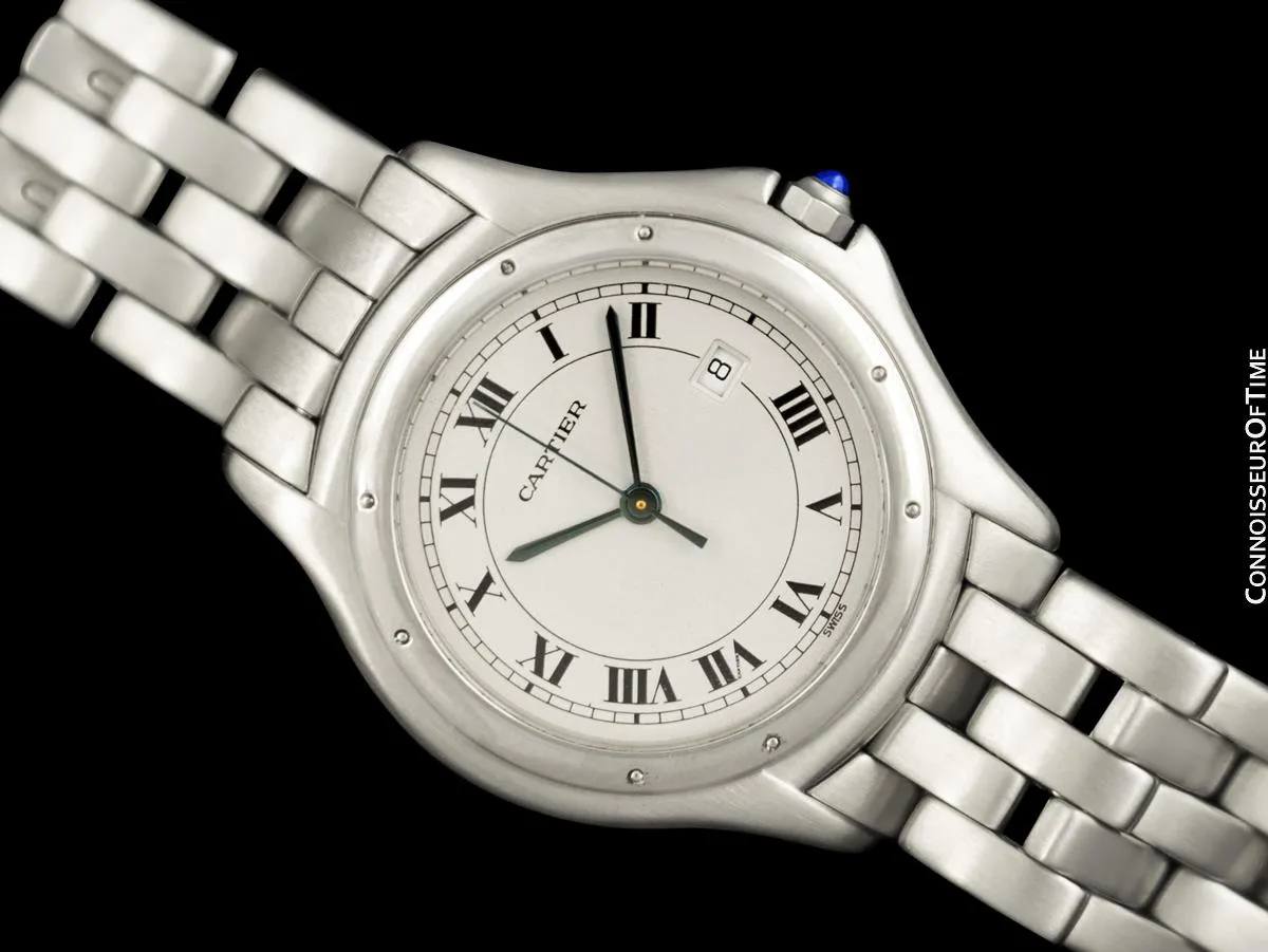 Cartier Cougar Panthere Unisex Quartz Watch with Date - Stainless Steel