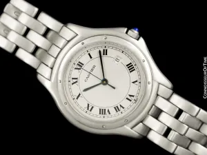 Cartier Cougar Panthere Unisex Quartz Watch with Date - Stainless Steel
