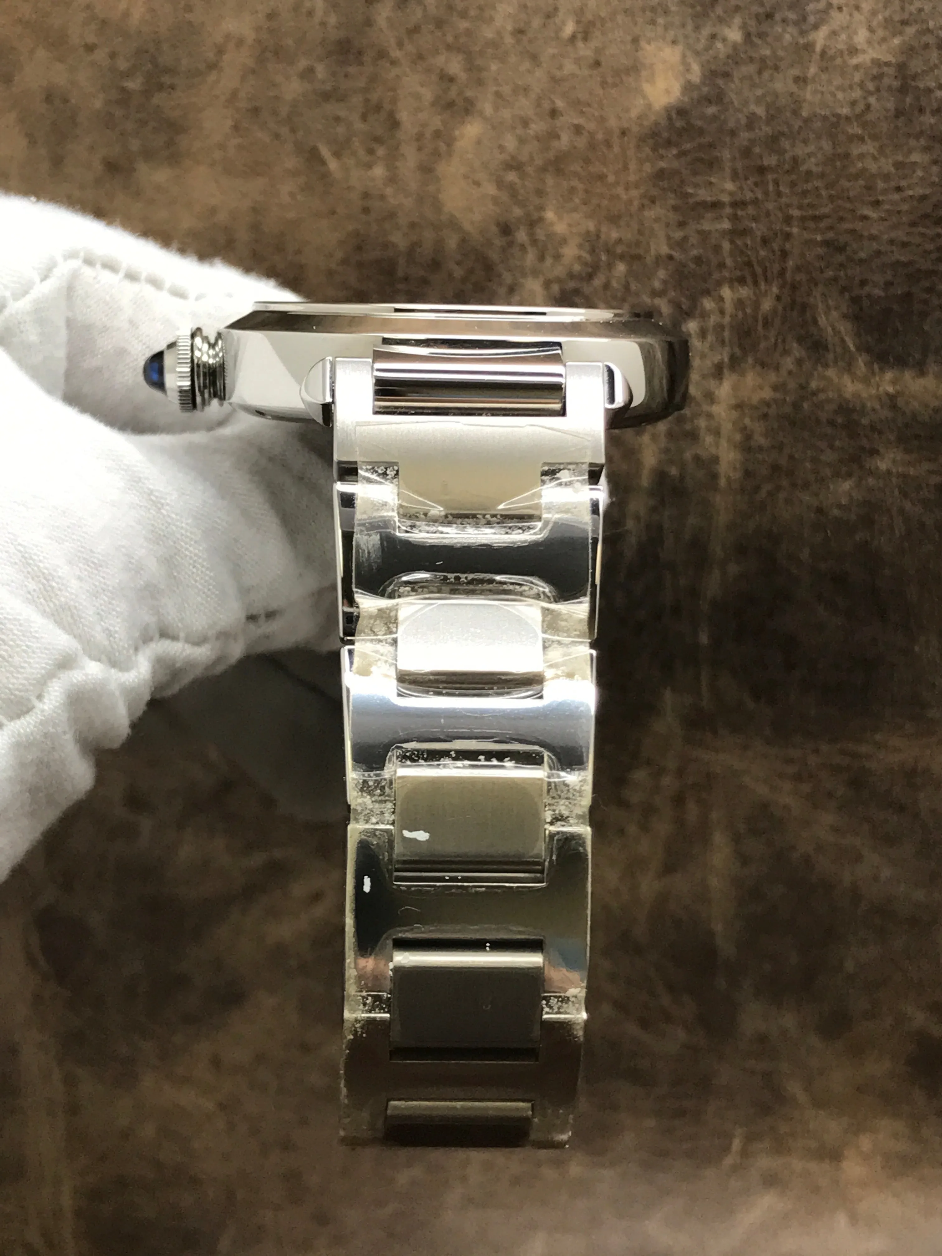 Cartier Pasha Big Date Moonphase GMT 2938 / W31093M7 Silver Opaline with guilloche inner square Dial Automatc Men's Watch