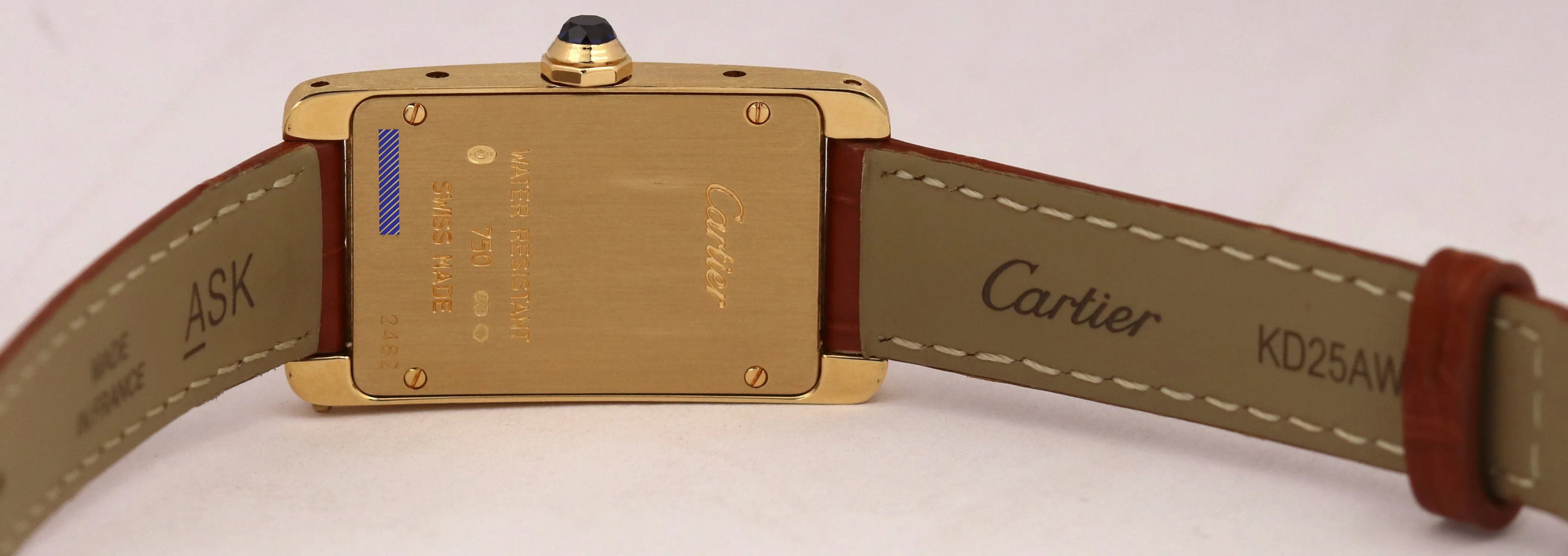 Cartier Tank Americaine 18k Yellow Gold 19x27mm Ivory Leather Quartz 2482 Watch