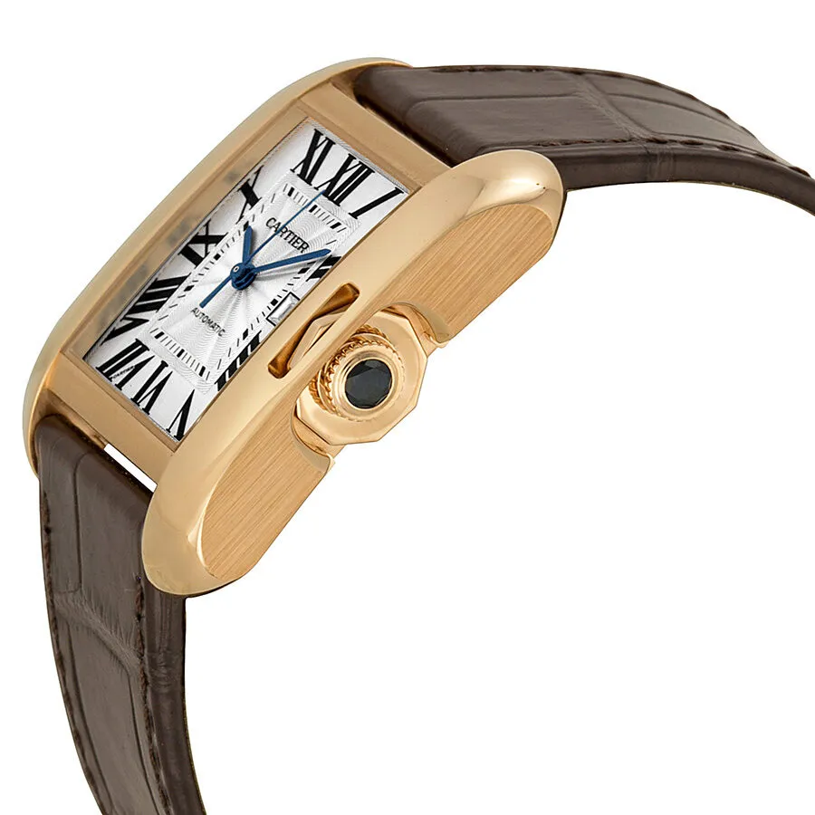 Cartier Tank Anglaise Silver Dial Brown Leather Strap W5310005