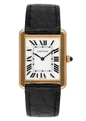 Cartier Tank Solo W5200004 Large Size 18K Yellow Gold Mens Watch