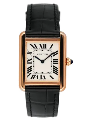 Cartier Tank Solo W5200024 18K Rose Gold Watch Box Papers