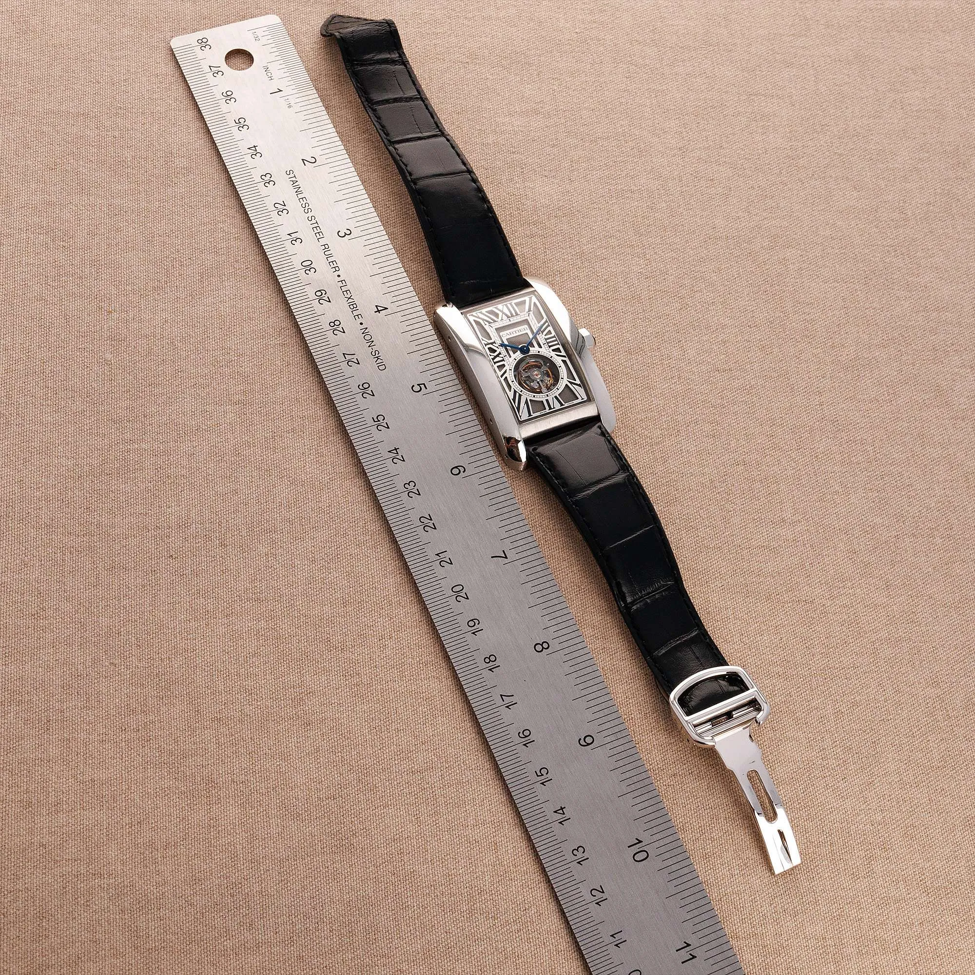 Cartier White Gold Tank Americaine Tourbillon Watch Ref. 3199
