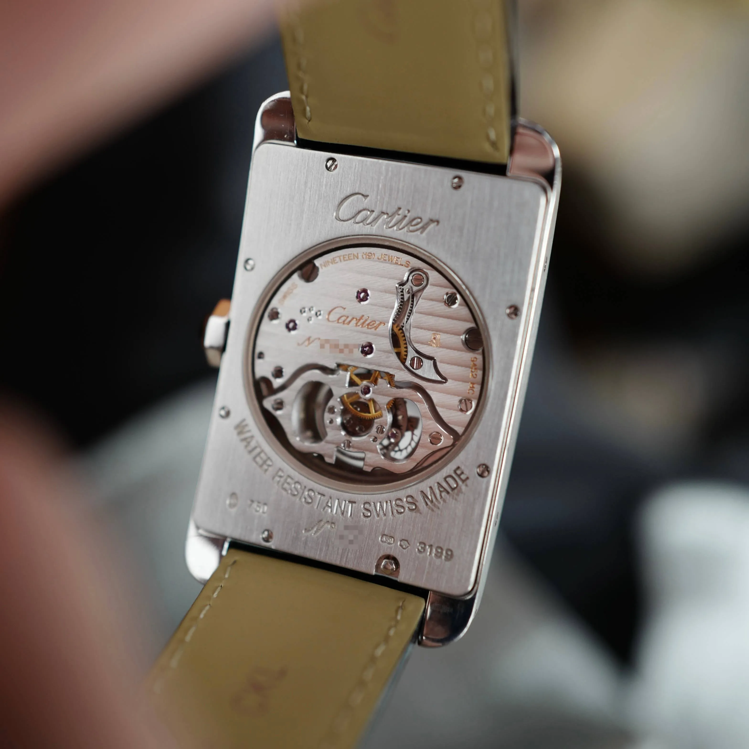 Cartier White Gold Tank Americaine Tourbillon Watch Ref. 3199