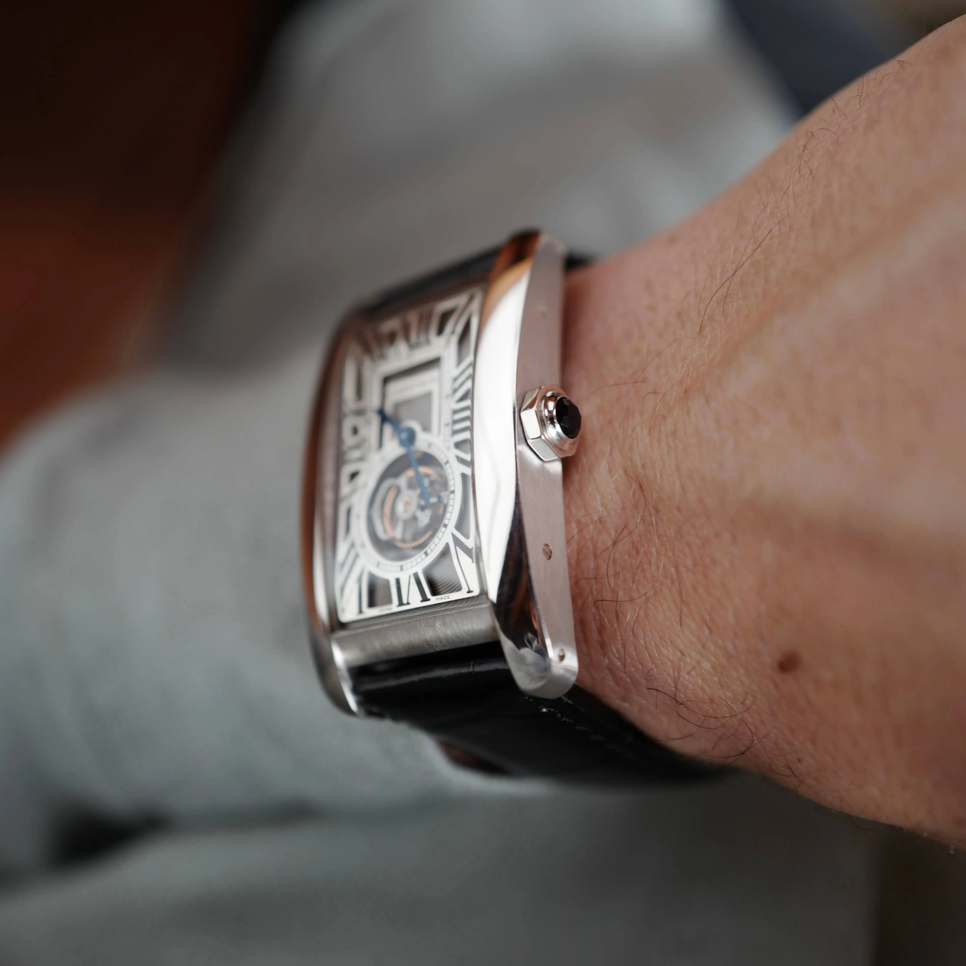 Cartier White Gold Tank Americaine Tourbillon Watch Ref. 3199