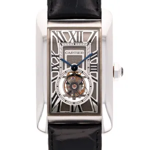 Cartier White Gold Tank Americaine Tourbillon Watch Ref. 3199