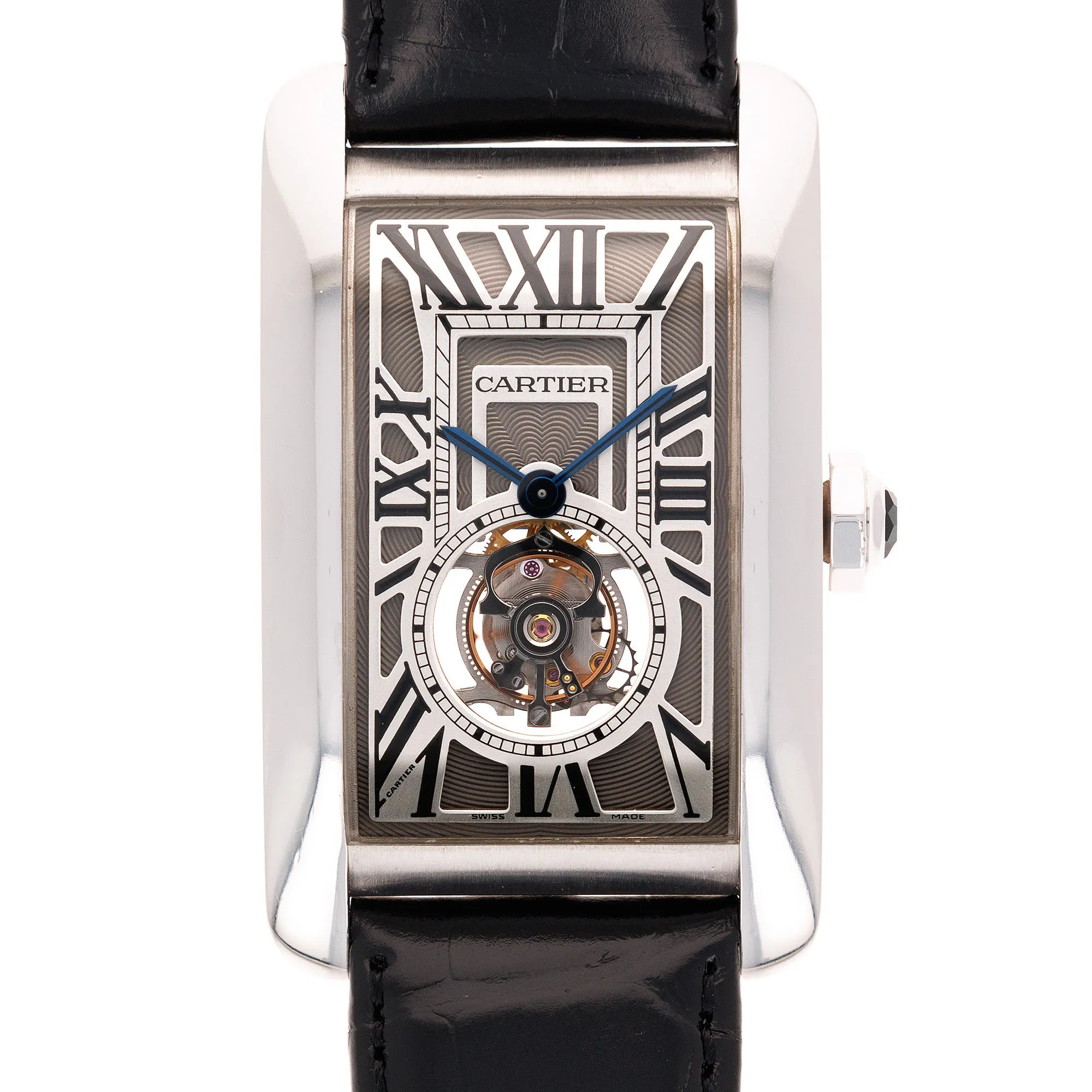 Cartier White Gold Tank Americaine Tourbillon Watch Ref. 3199