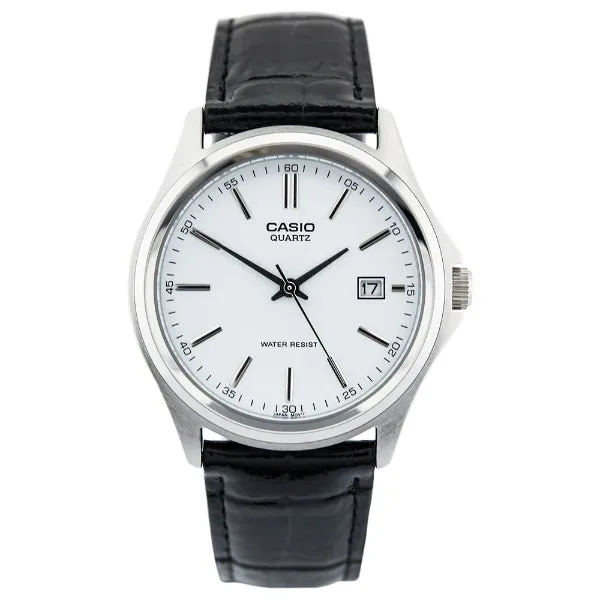 Casio Black Leather Strap White Dial Quartz Watch for Ladies - LTP-1183E-7ADF