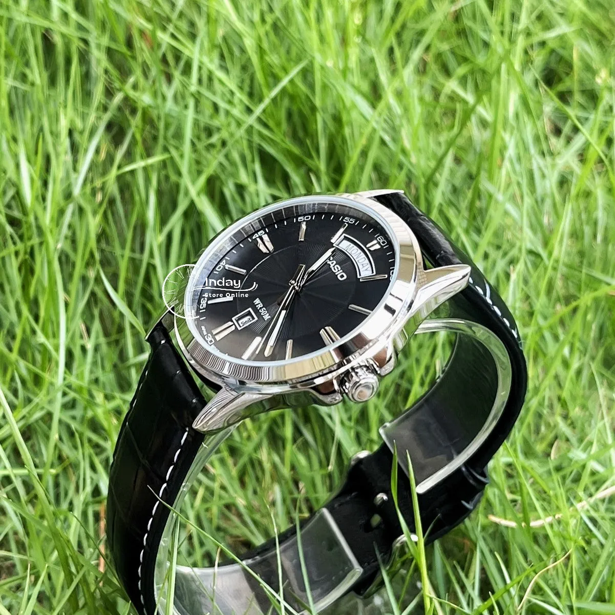 Casio Fashion Men's Watch MTP-1381L-1A Mineral Glass Genuine Leather Band