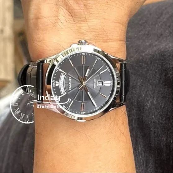 Casio Fashion Men's Watch MTP-1381L-1A Mineral Glass Genuine Leather Band