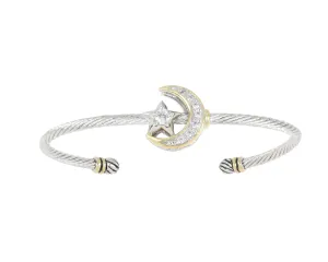 Celebration Petite Pavé - Half Moon and Star Wire Cuff Bracelet