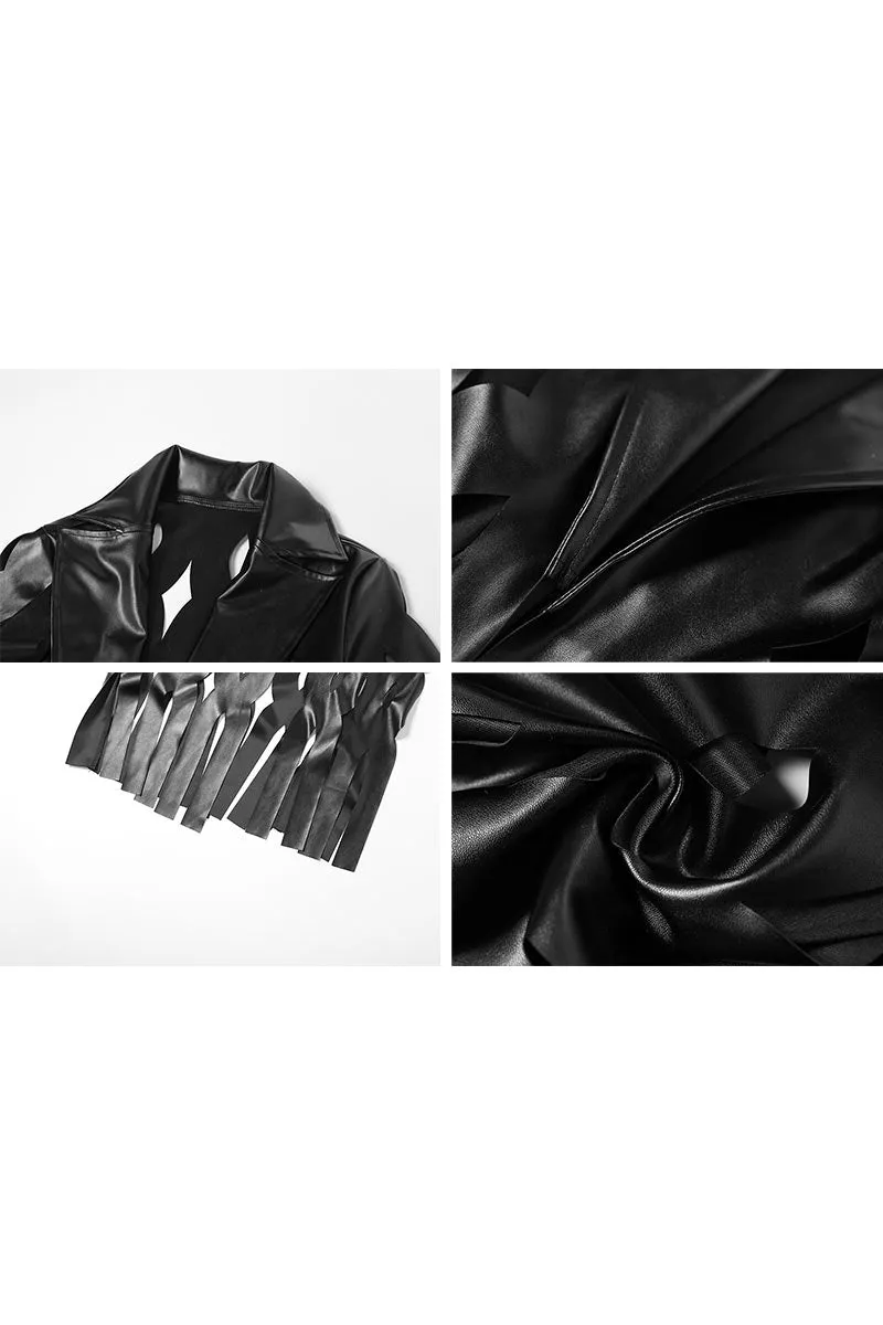 CG0499 Vegan Leather Maxi Cardigan