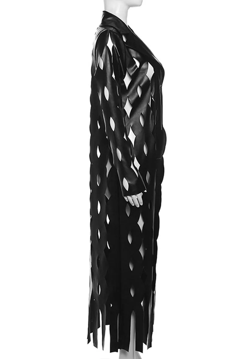 CG0499 Vegan Leather Maxi Cardigan