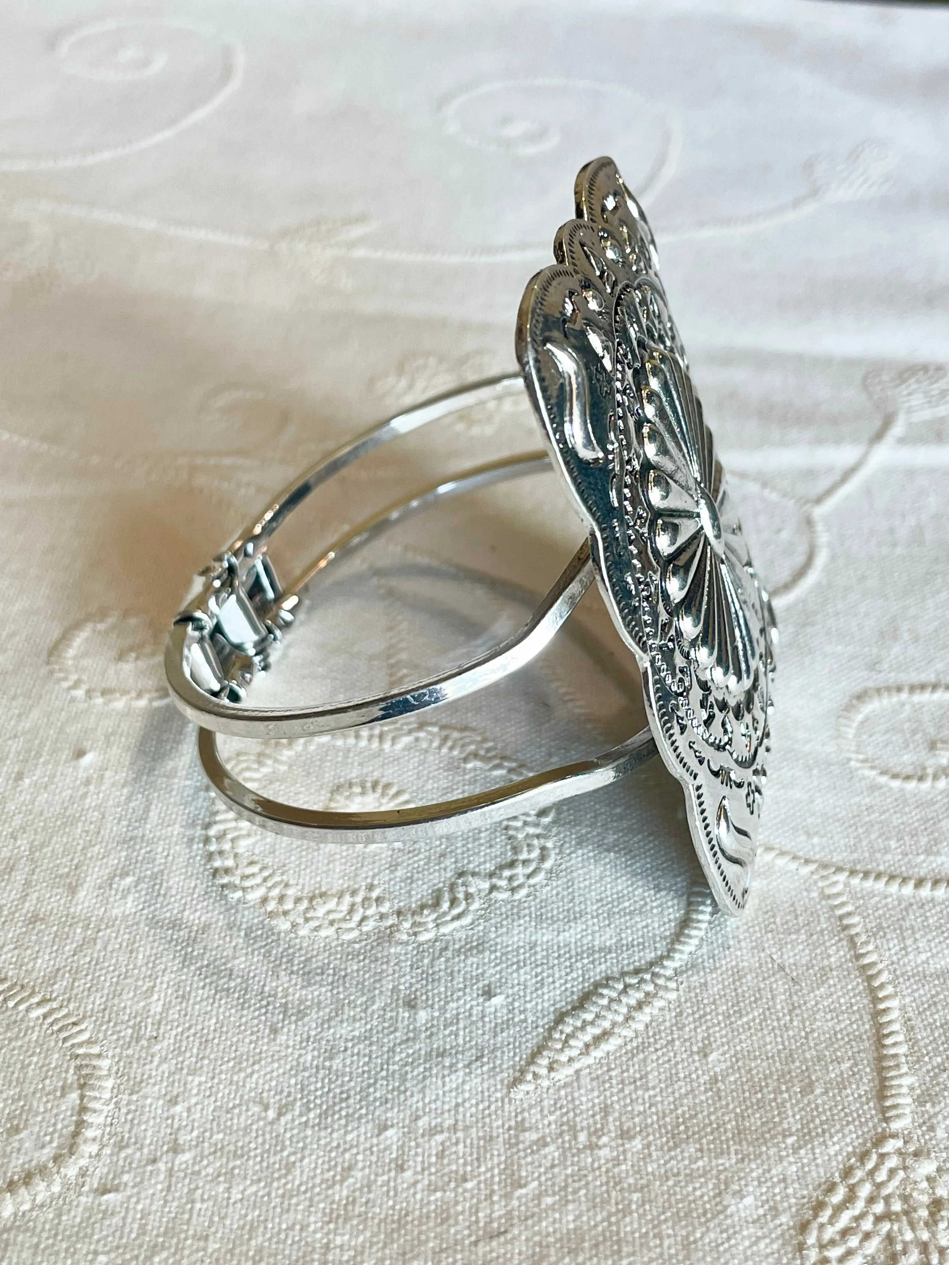 Cheyenne Stamped Rectangle Concho Fashion Hinge Bracelet