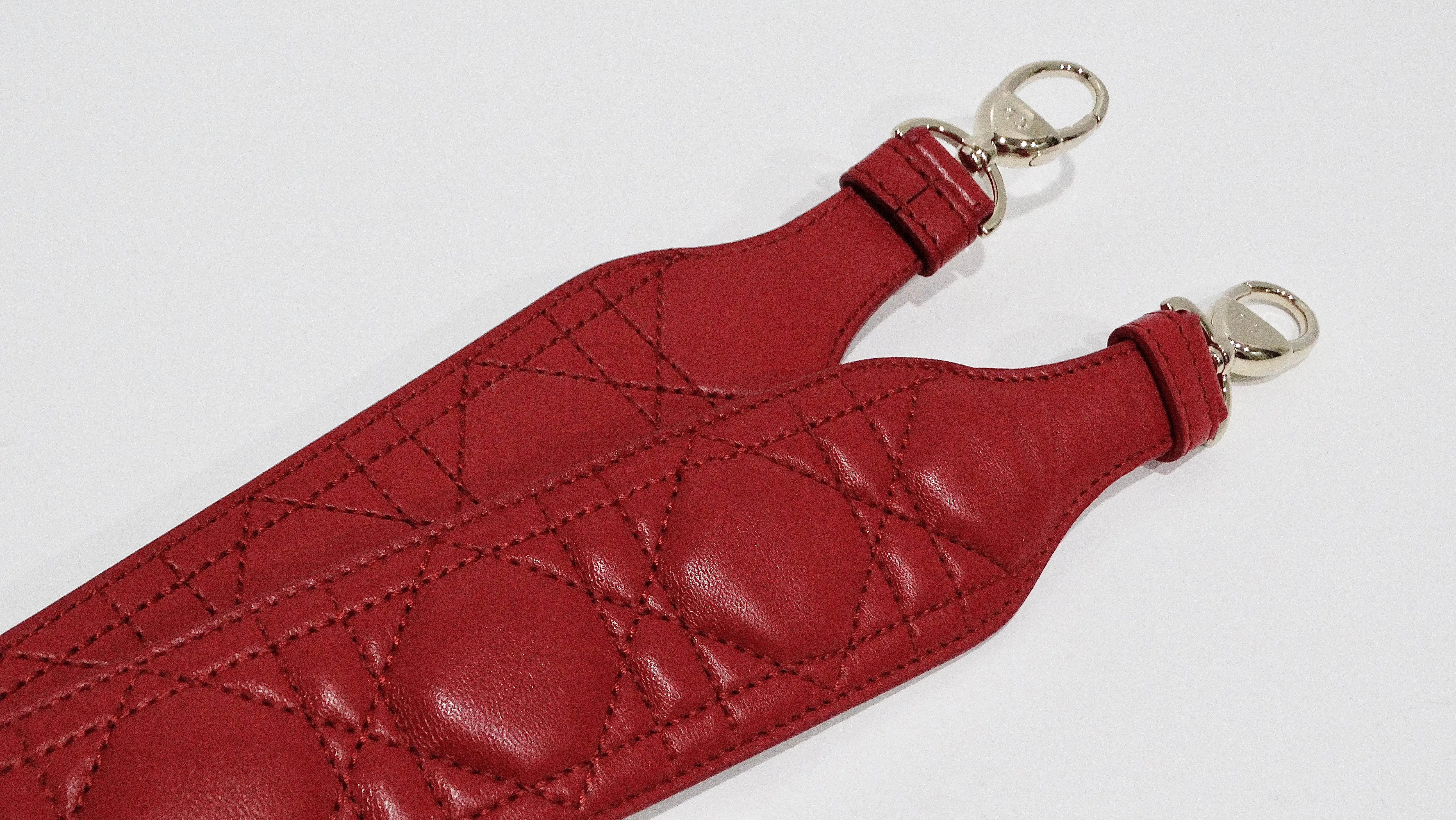 Christian Dior Lady Dior Red Leather Bag Strap