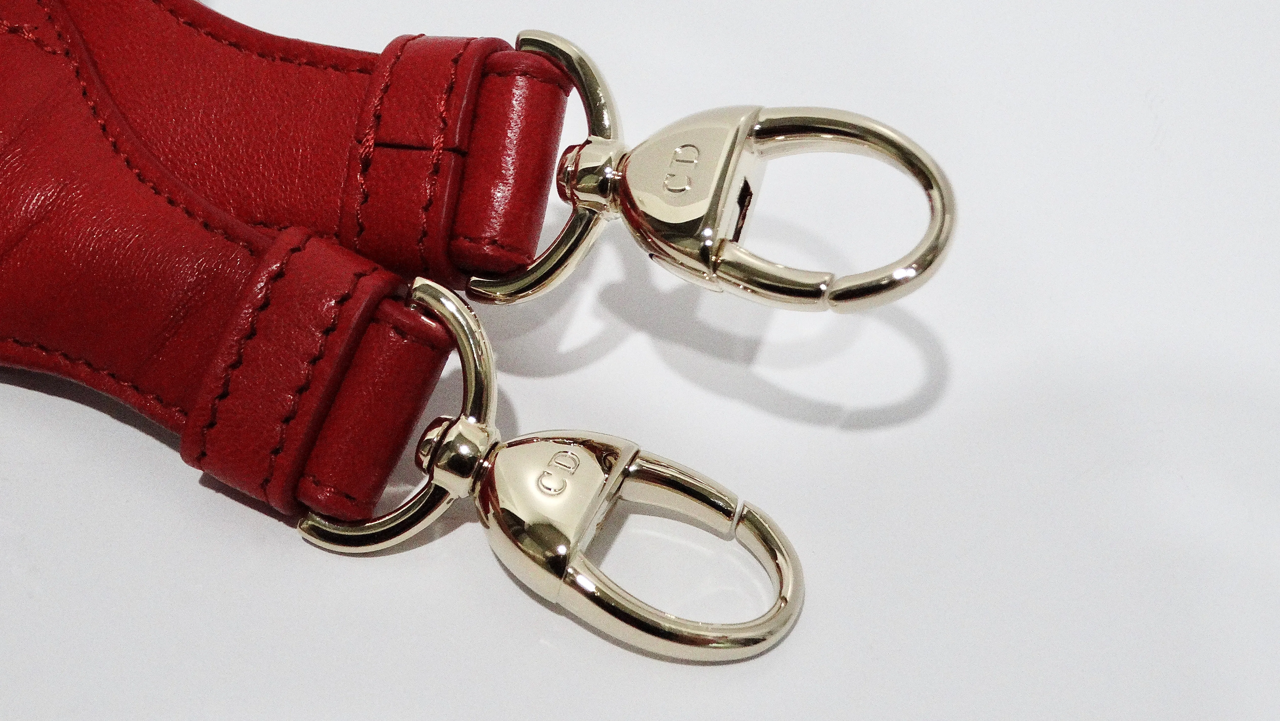 Christian Dior Lady Dior Red Leather Bag Strap