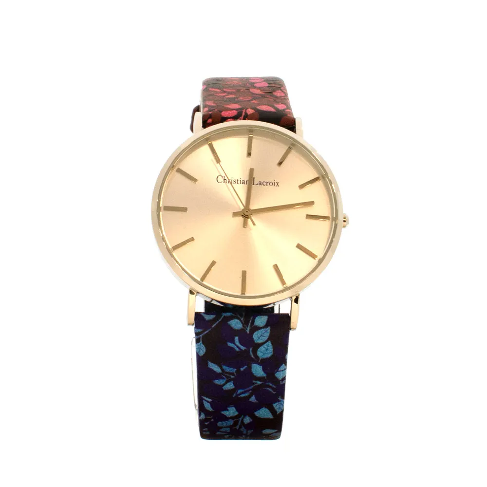 Christian Lacroix Ladies Watch With Leaf Print Strap