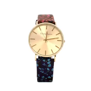 Christian Lacroix Ladies Watch With Leaf Print Strap