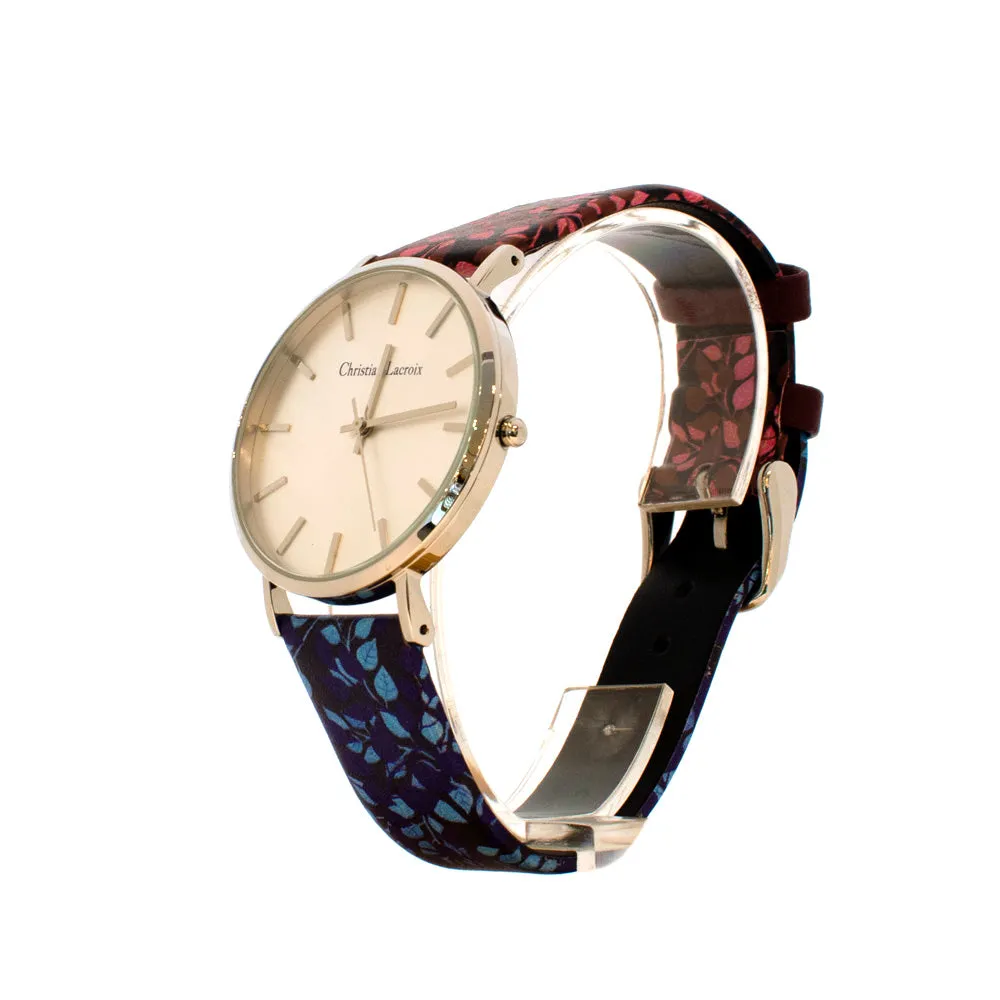 Christian Lacroix Ladies Watch With Leaf Print Strap