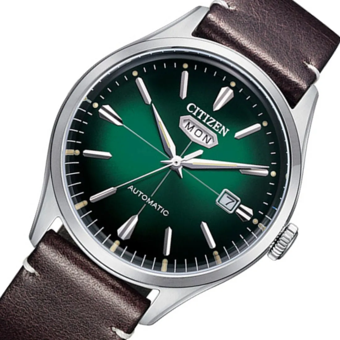 Citizen C7 NH8390-03X NH8390-03 Automatic Green Dial Male Leather Analog Watch