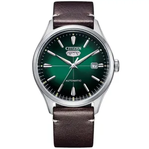 Citizen C7 NH8390-03X NH8390-03 Automatic Green Dial Male Leather Analog Watch
