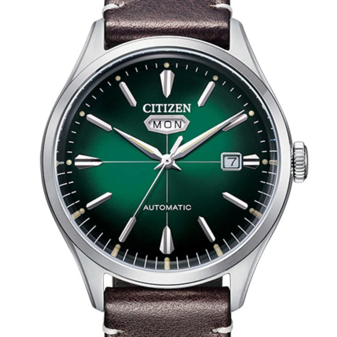 Citizen C7 NH8390-03X NH8390-03 Automatic Green Dial Male Leather Analog Watch