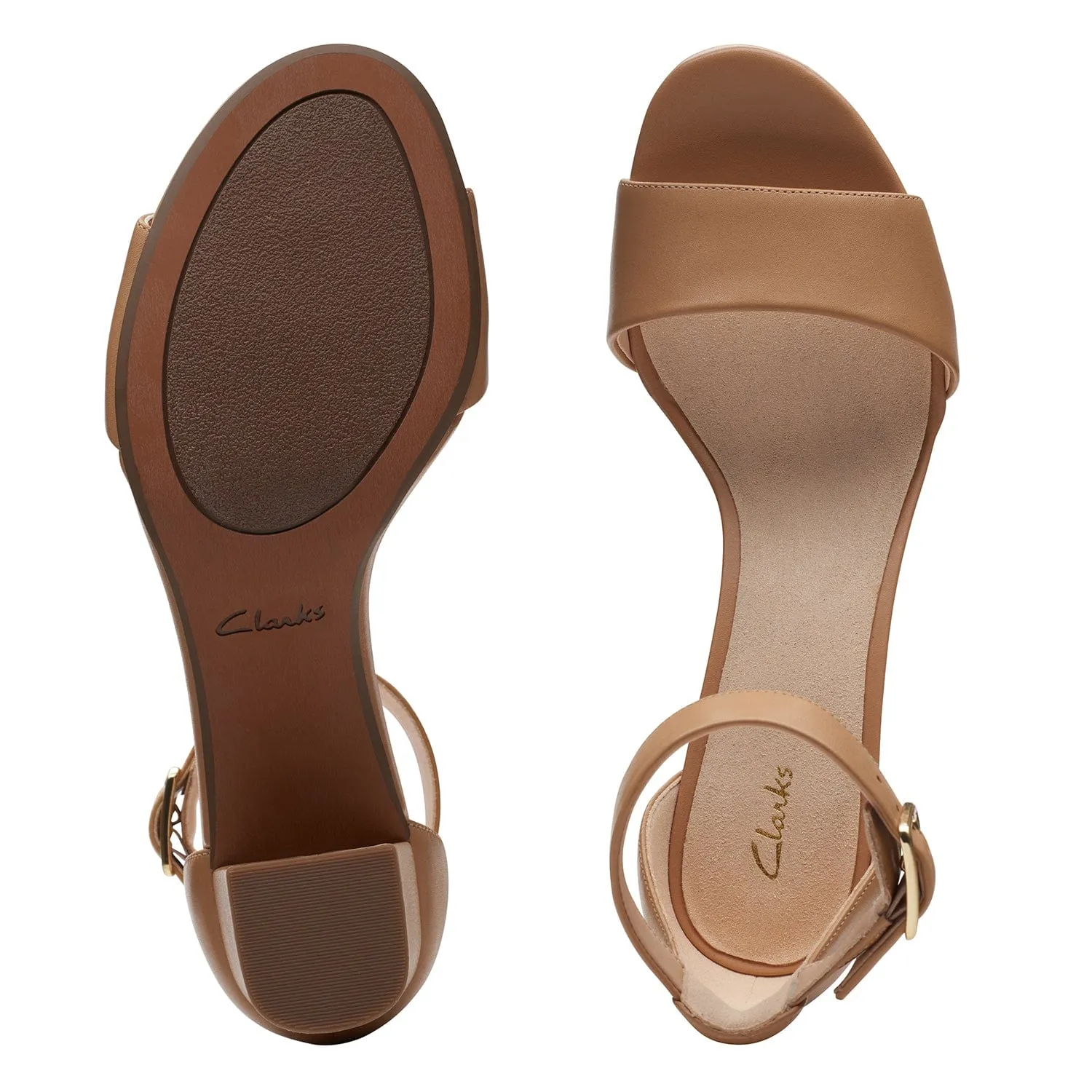 Clarks Deva Mae - Sandals - Camel Leather - 261719725 - E Width (Wide Fit)