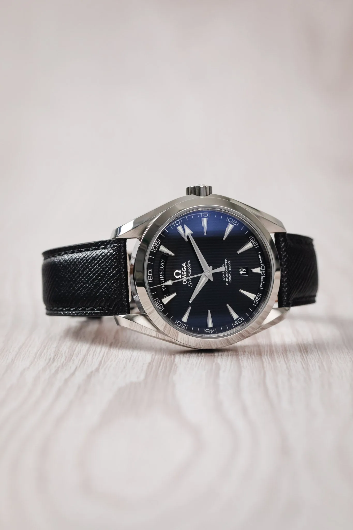 Classic Saffiano Leather Watch Strap in Black