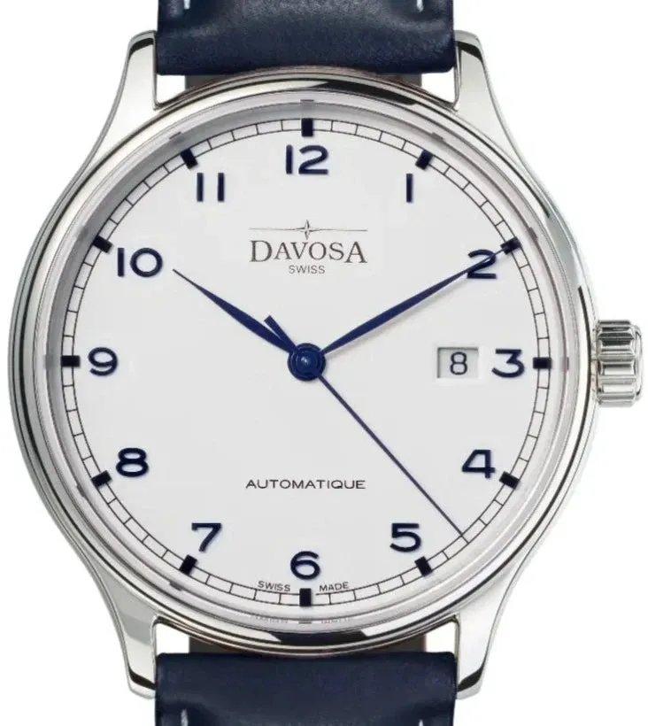 Classic Vegan Automatic Swiss-Made White Navy Blue Executive Watch 16145615v