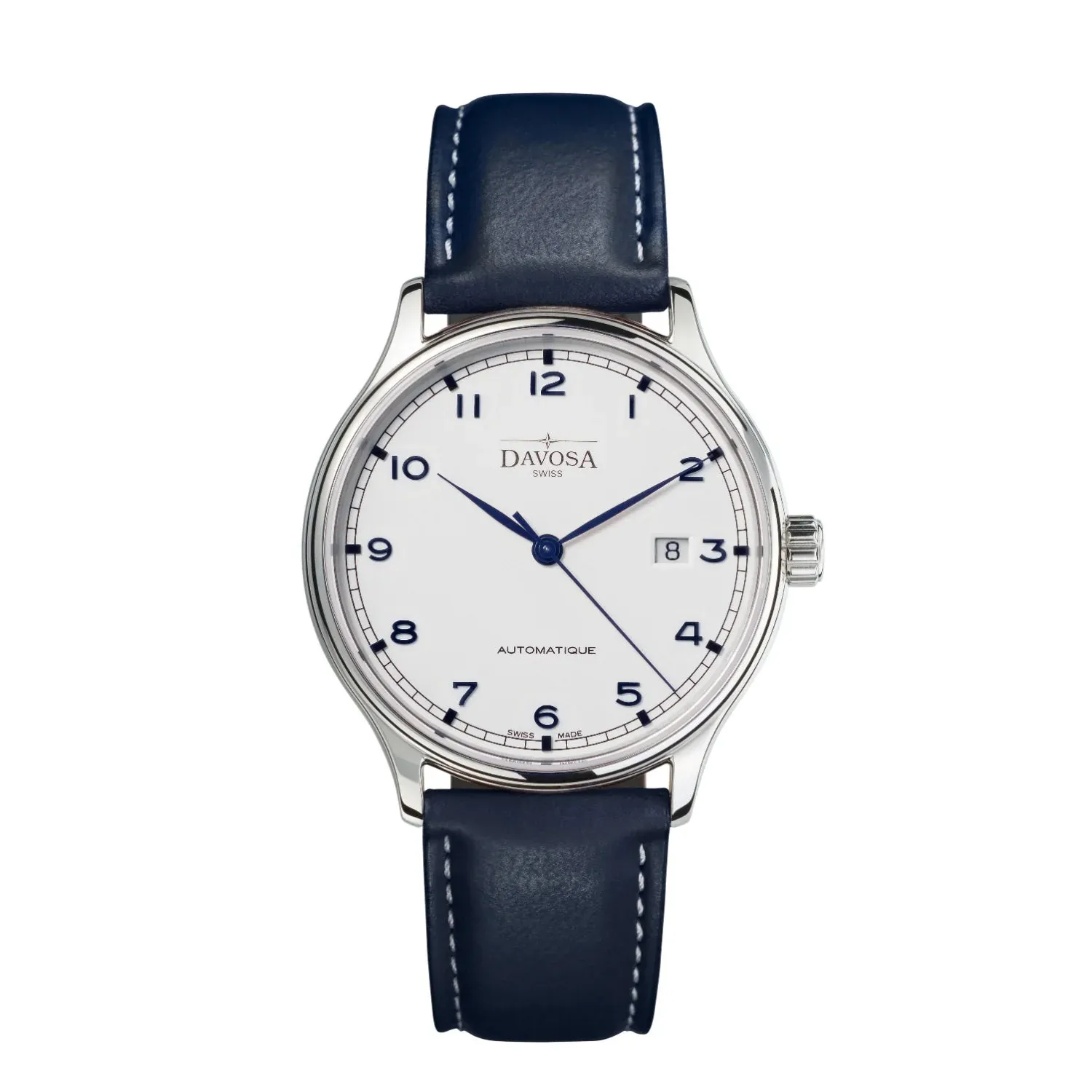 Classic Vegan Automatic Swiss-Made White Navy Blue Executive Watch 16145615v