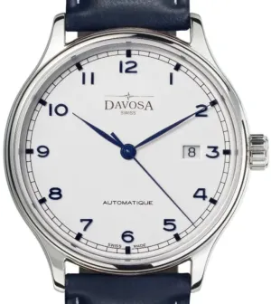 Classic Vegan Automatic Swiss-Made White Navy Blue Executive Watch 16145615v