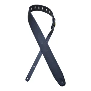 Colonial Leather - Upholstery Backed 2.5″ Leather Guitar Strap - Black & Black