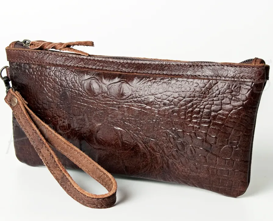 Cowhide Leather Wristlet