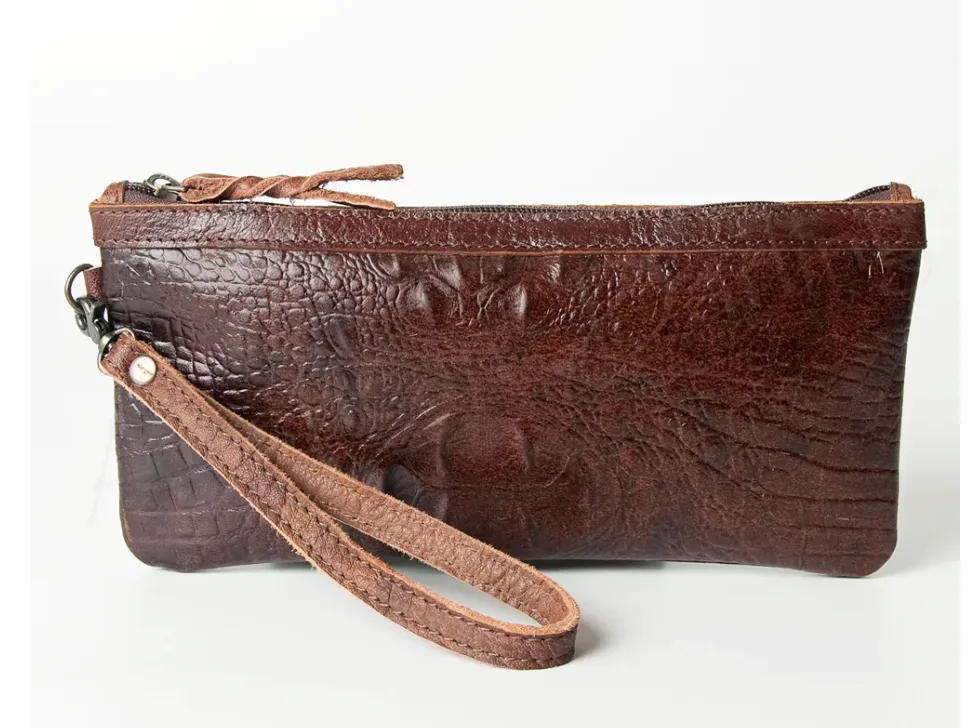 Cowhide Leather Wristlet