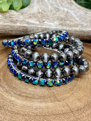 Creston Navajo & Rhinestone Stretch Bracelet Set - 5
