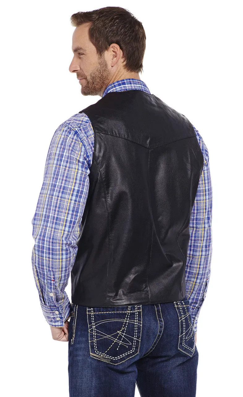 Cripple Creek Men's Button Front Black Lamb Vest