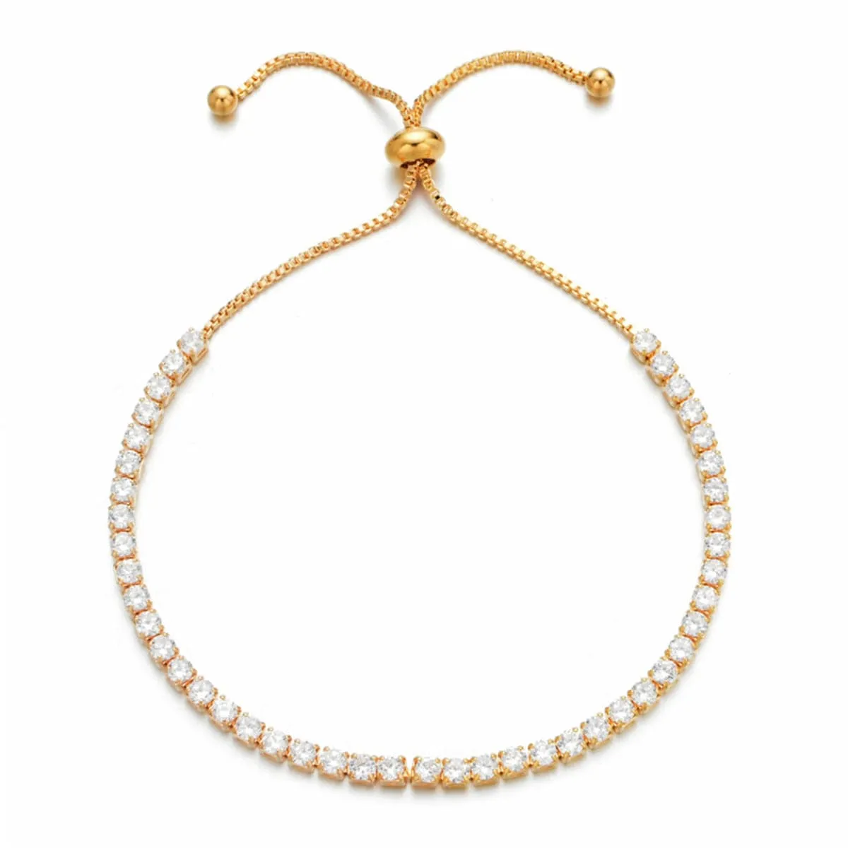 Cubic Zirconia & 18K Gold-Plated Adjustable Tennis Bracelet