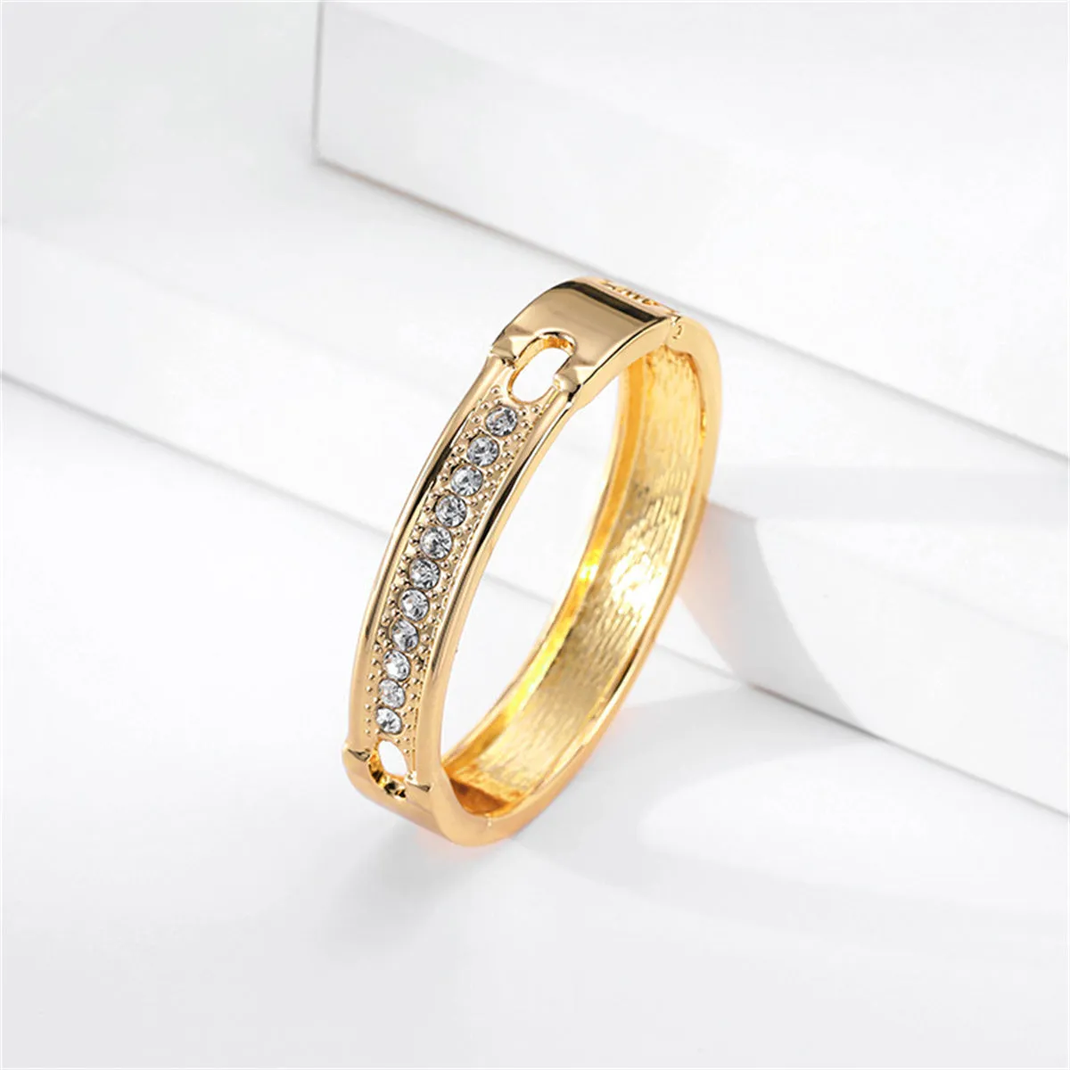 Cubic Zirconia & 18K Gold-Plated Bangle