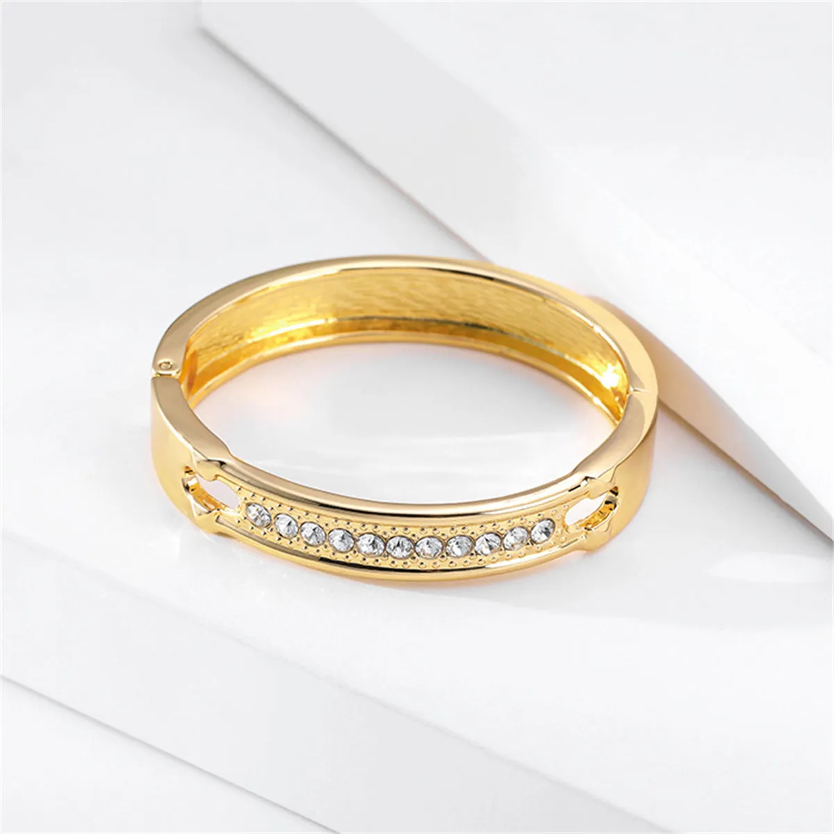 Cubic Zirconia & 18K Gold-Plated Bangle