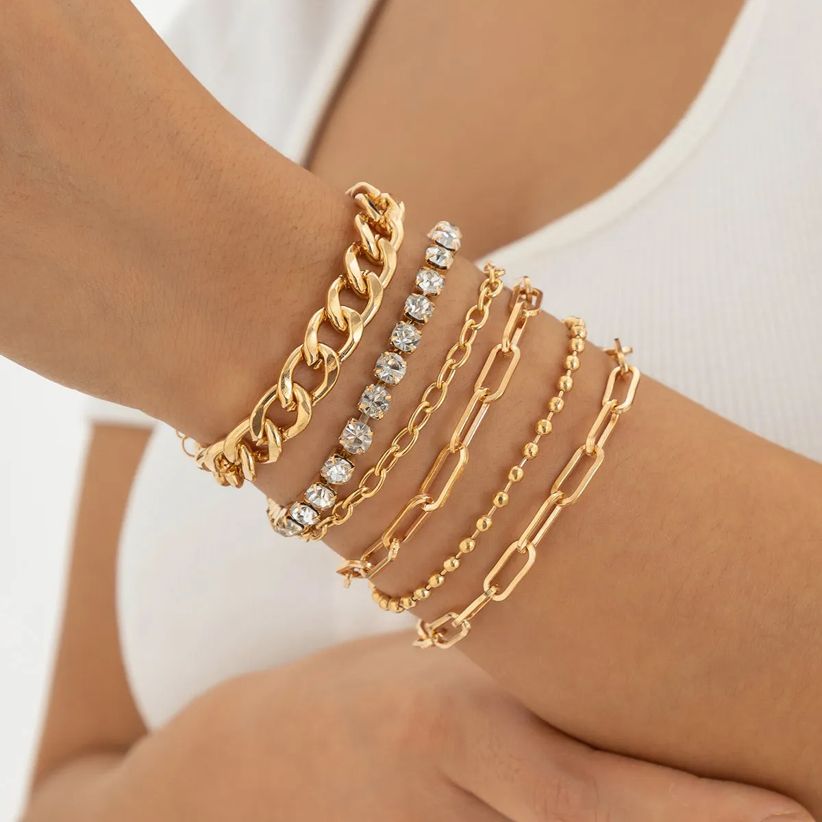 Cubic Zirconia & 18K Gold-Plated Tennis Bracelet Set