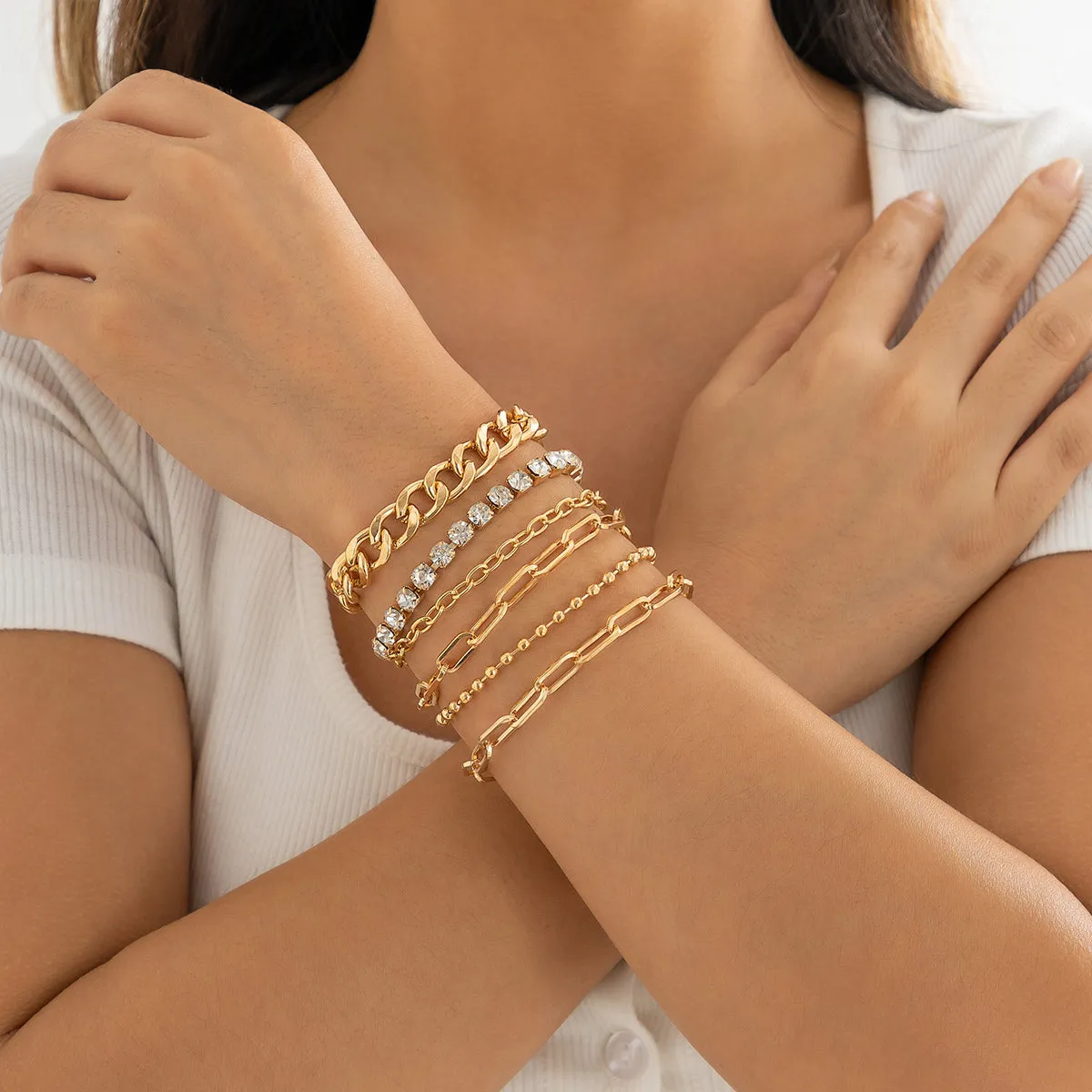 Cubic Zirconia & 18K Gold-Plated Tennis Bracelet Set