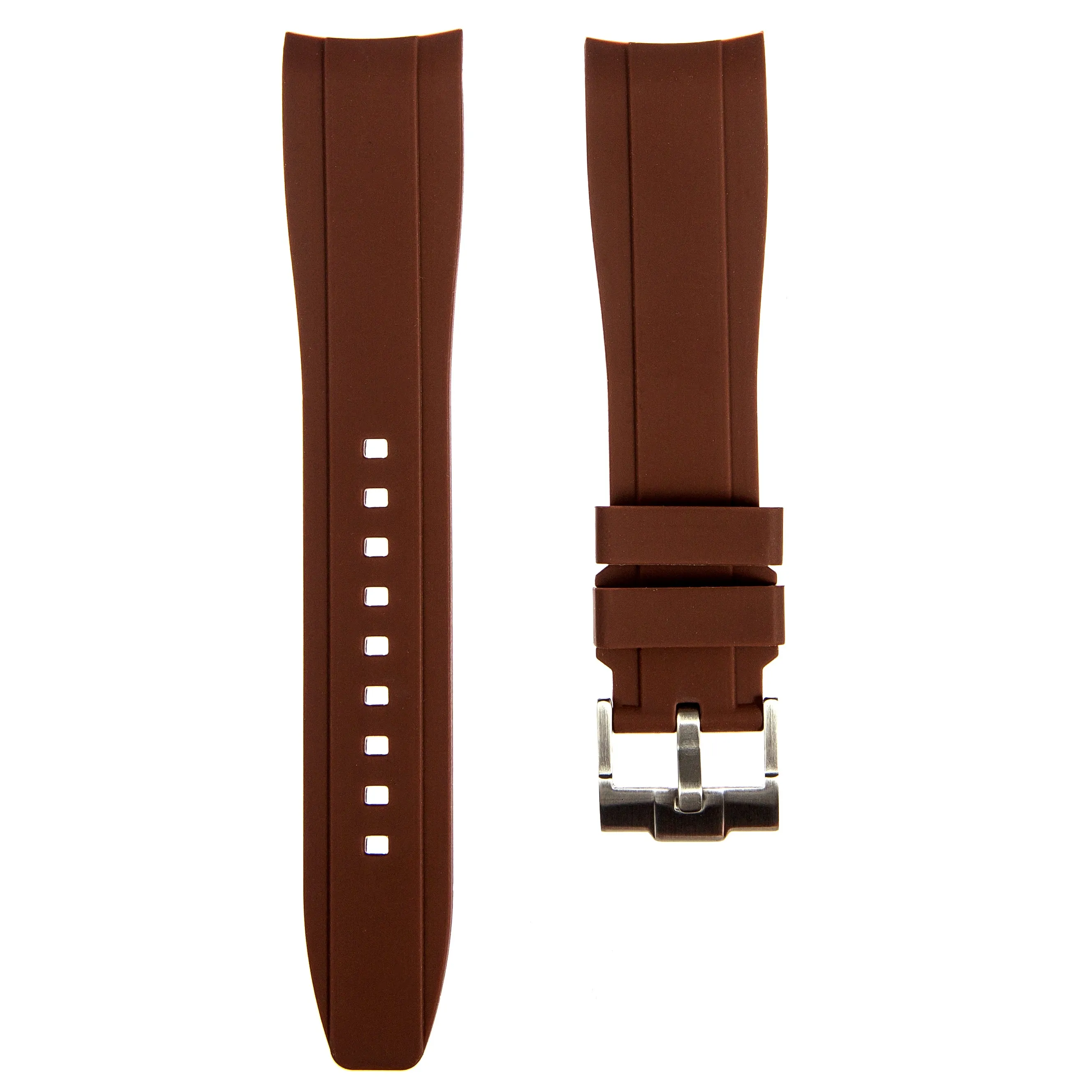 Curved End Rubber Strap for IWC Pilot / Big Pilot  – Brown(2418)