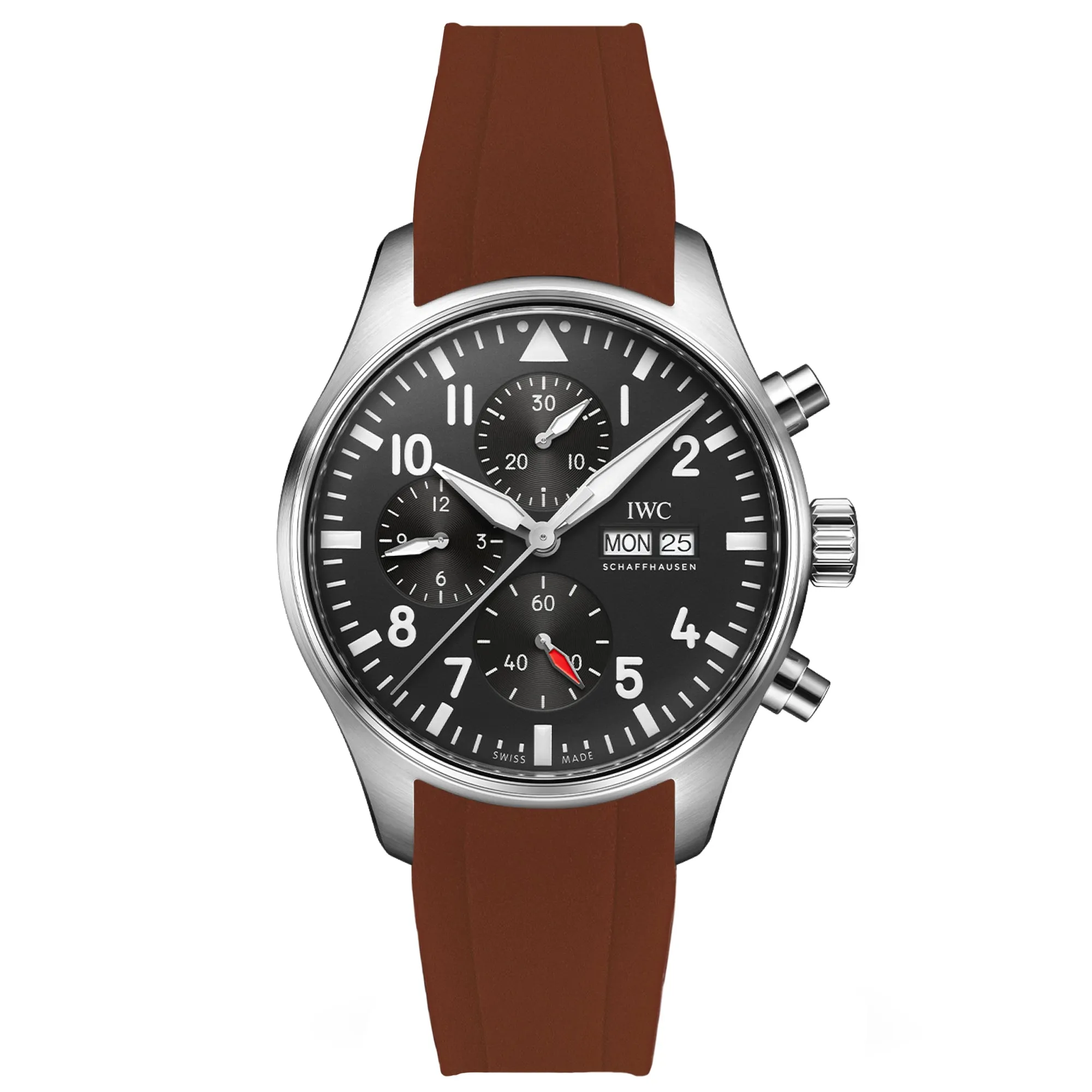 Curved End Rubber Strap for IWC Pilot / Big Pilot  – Brown(2418)