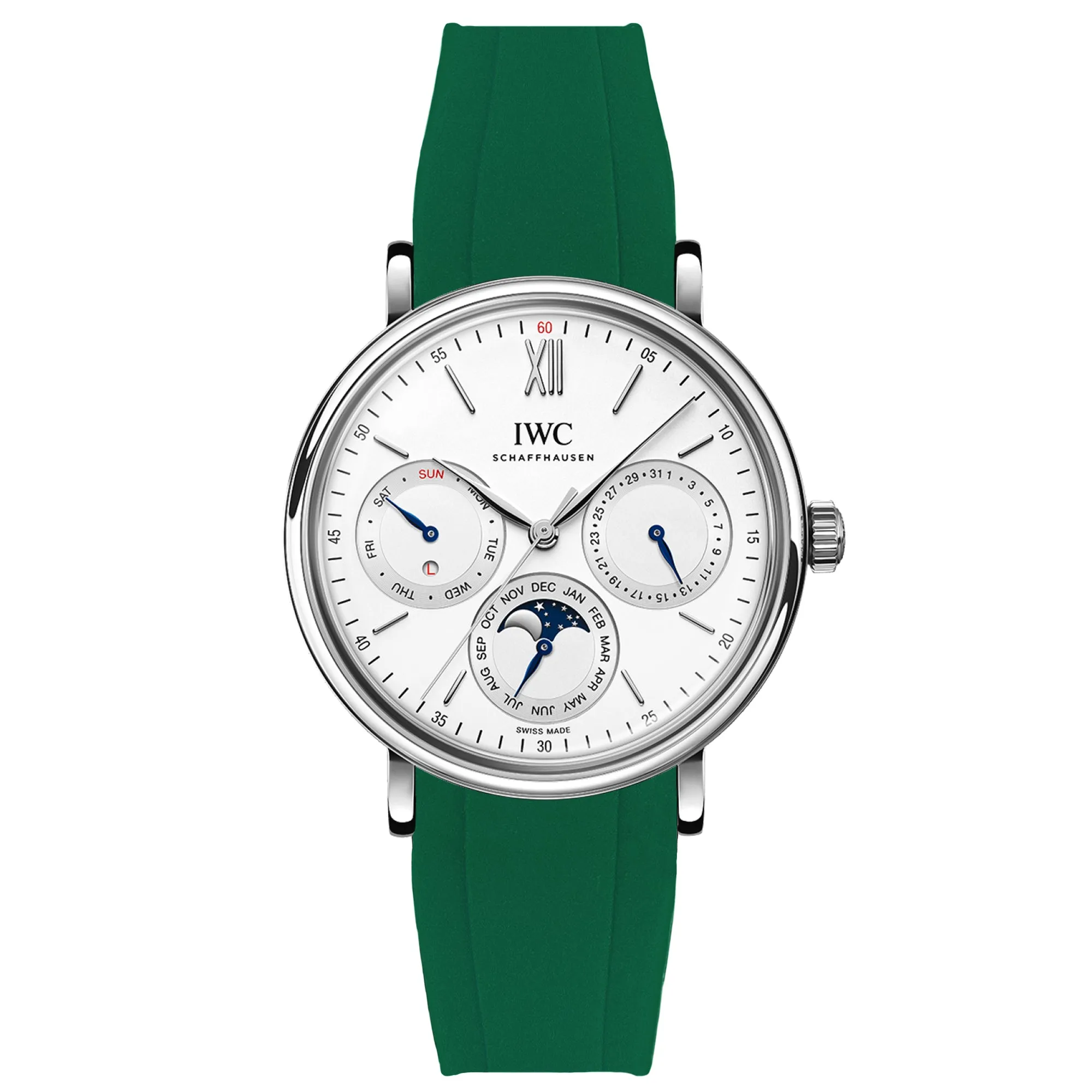 Curved End Rubber Strap for IWC Pilot / Big Pilot  – Dark Green (2418)