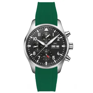 Curved End Rubber Strap for IWC Pilot / Big Pilot  – Dark Green (2418)